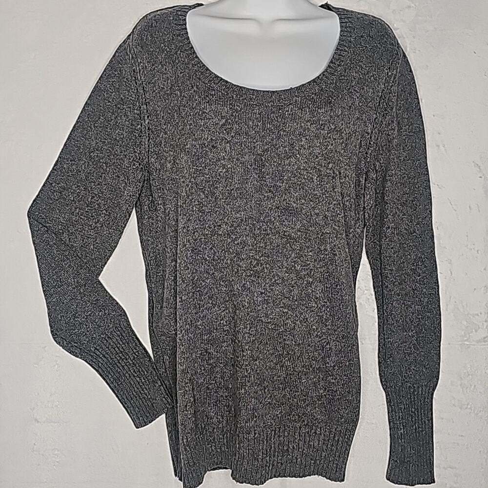 Women's Grey Scoop Neck Long Sleeve Sweater Sz L